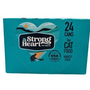 A Strong Heart Cat Food Variety Pack 24 Cans Paté Chicken Beef Salmon 3oz 4.5lb